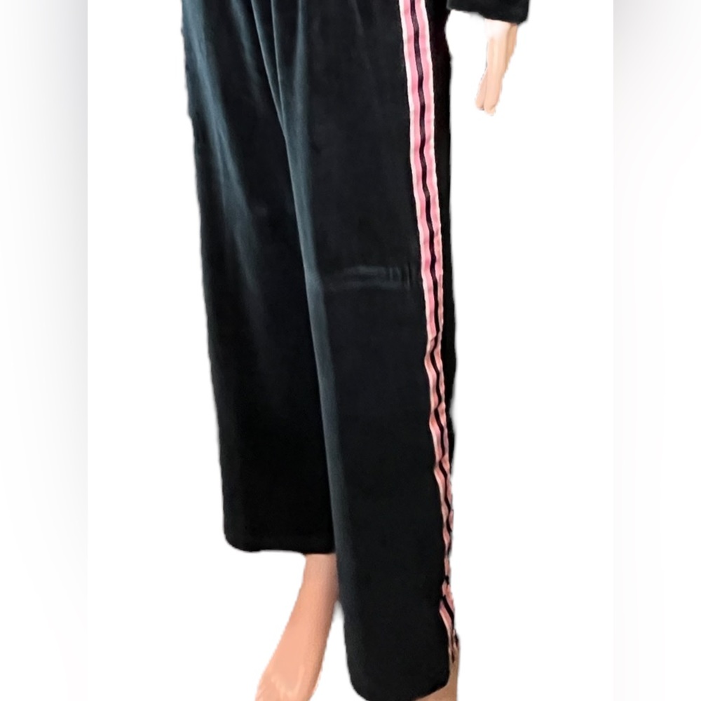 Mountain Lake Casuals Faux Velvet Velour 2 Piece Tracksuit, Black Pink | L - Picture 9 of 15